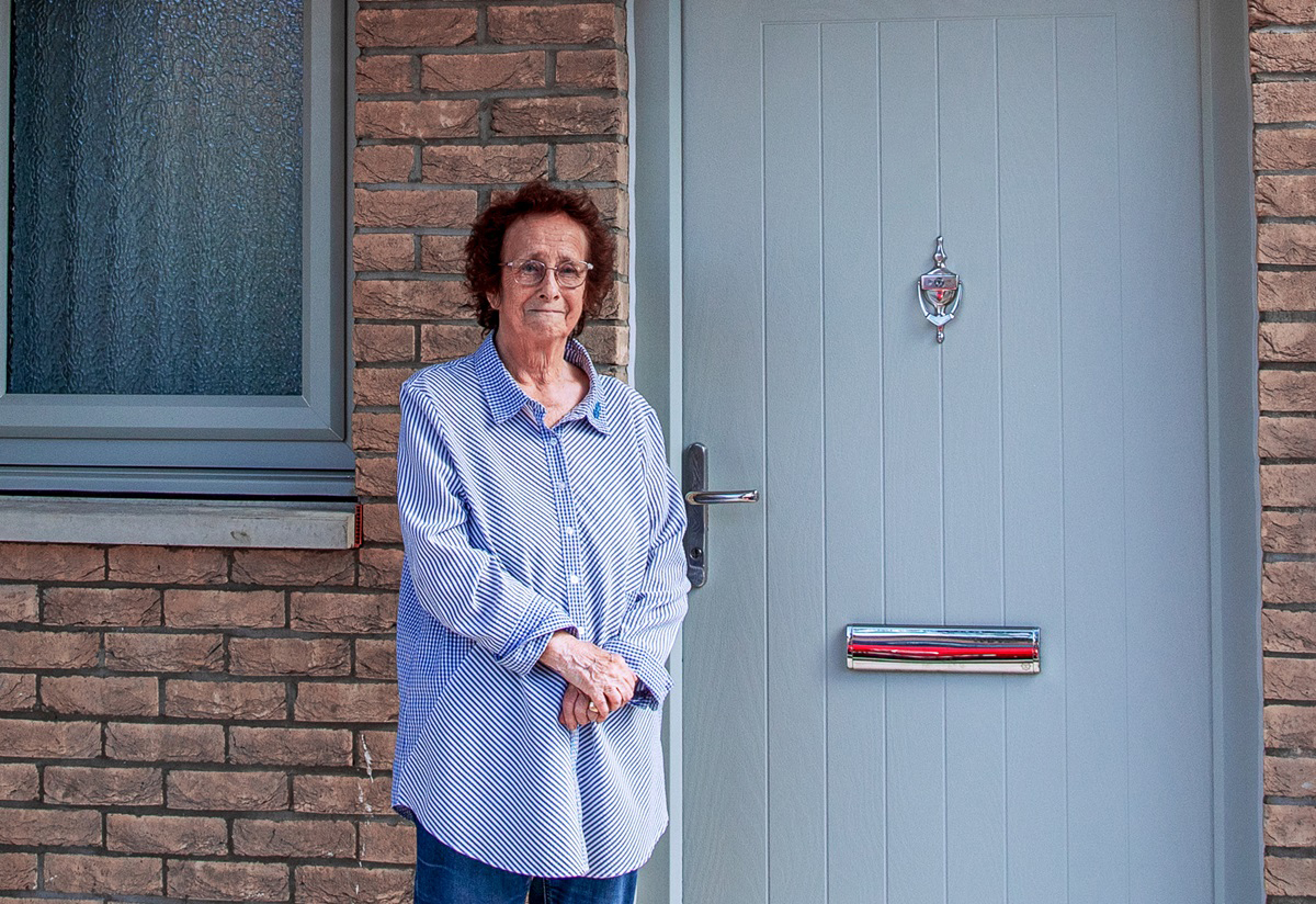 Susan stood outside her new home in Long Meadow Court.
